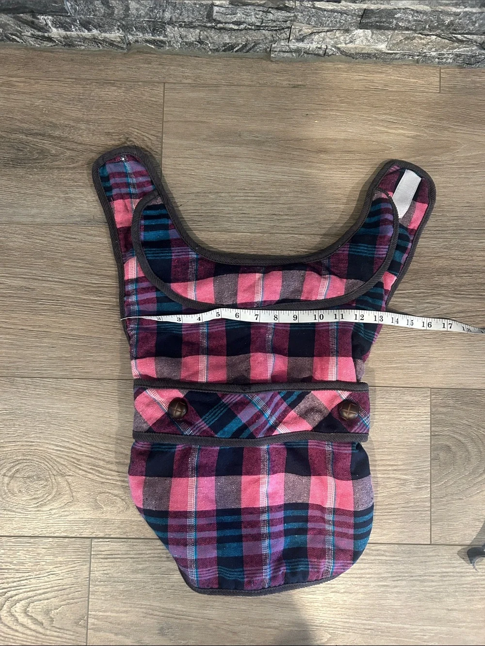 Cozy Plaid‎ Dog Jacket in Pink and Blue Size L